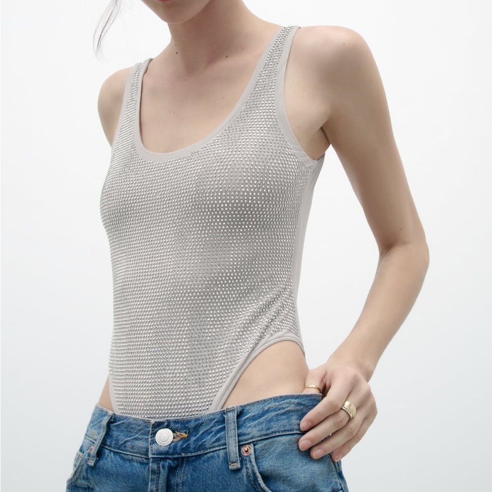 Zara size M sparkly tulle bodysuit
